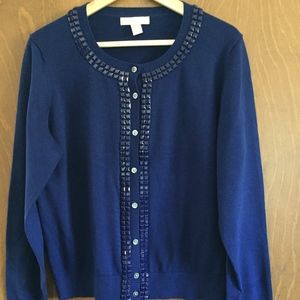 EUC Banana Republic crew cardigan cotton XL blue